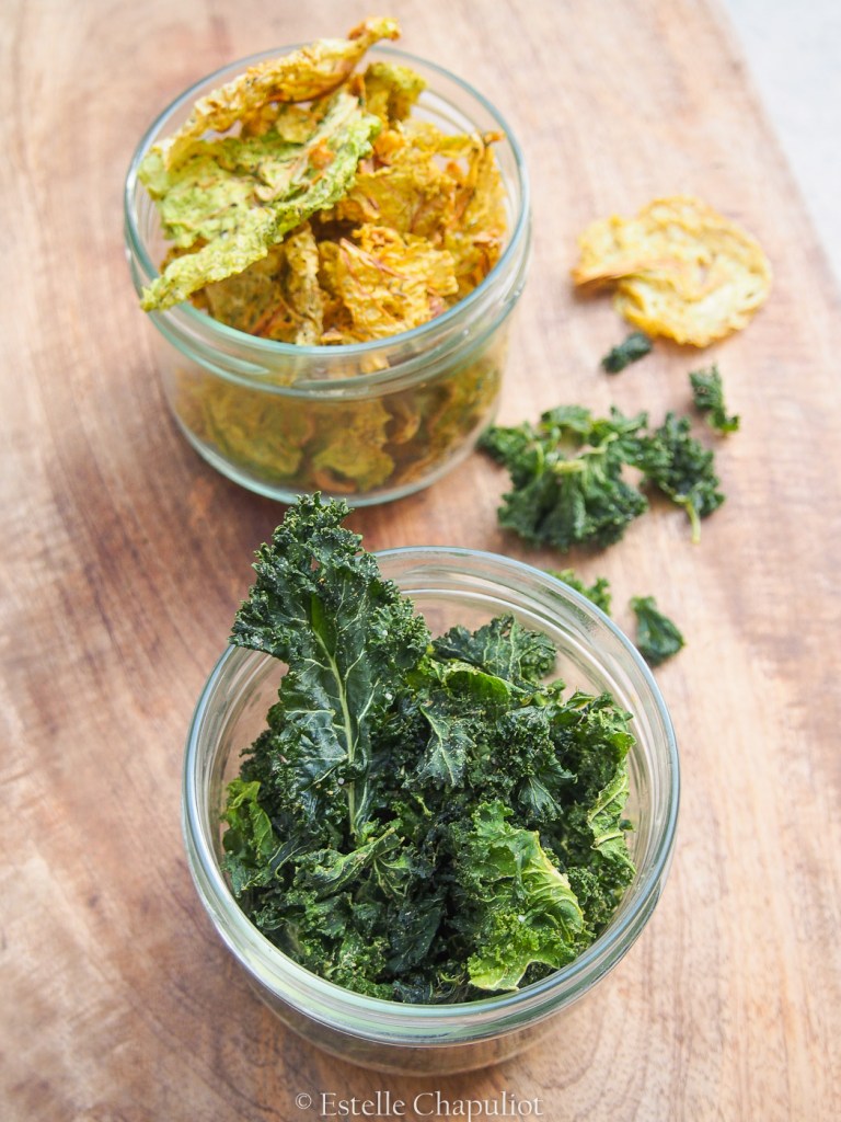 Chips de chou kale et chou frisé aux épices
