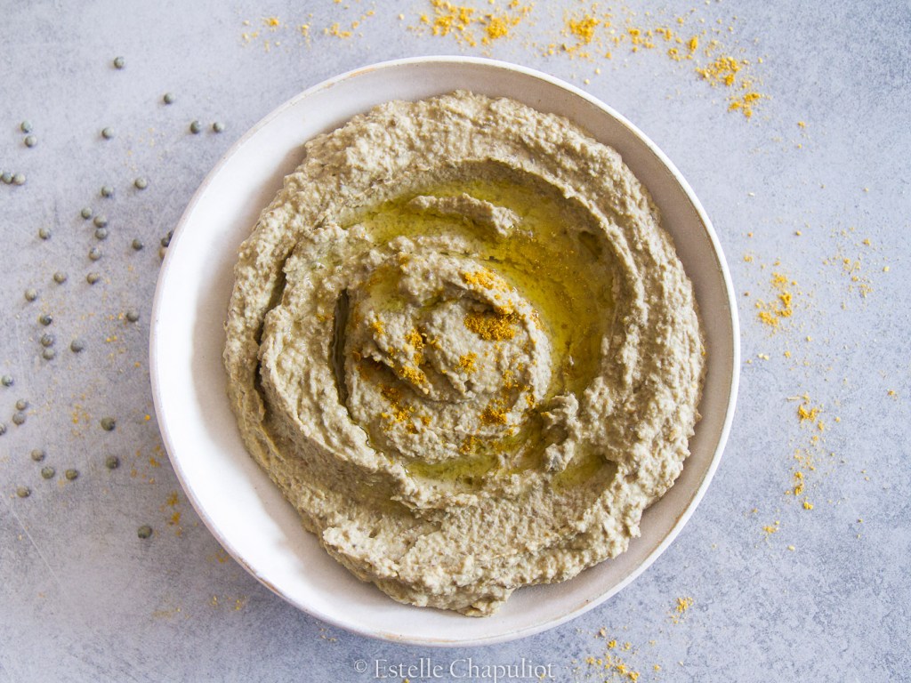 Houmous de lentilles vertes aux curry et au gingembre