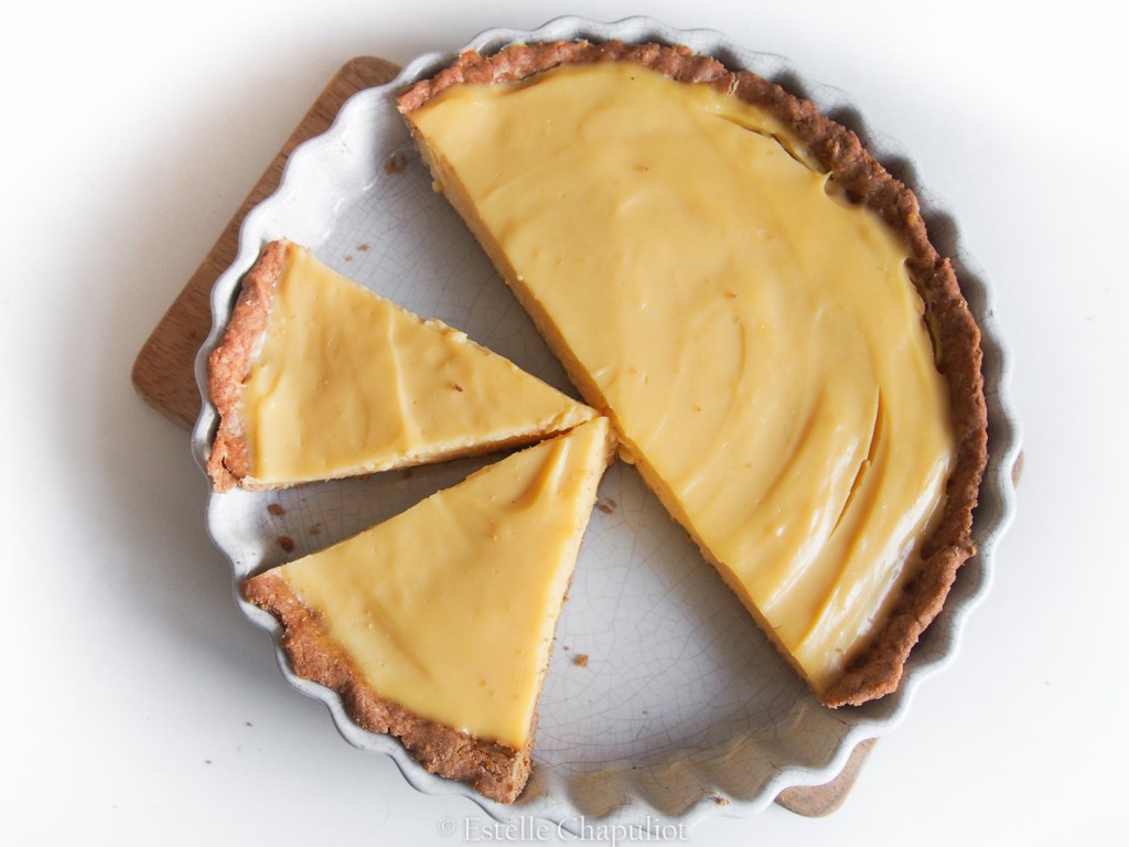 Flan au citron bergamote, pâte sablée au sorgho (sans gluten et sans lait)